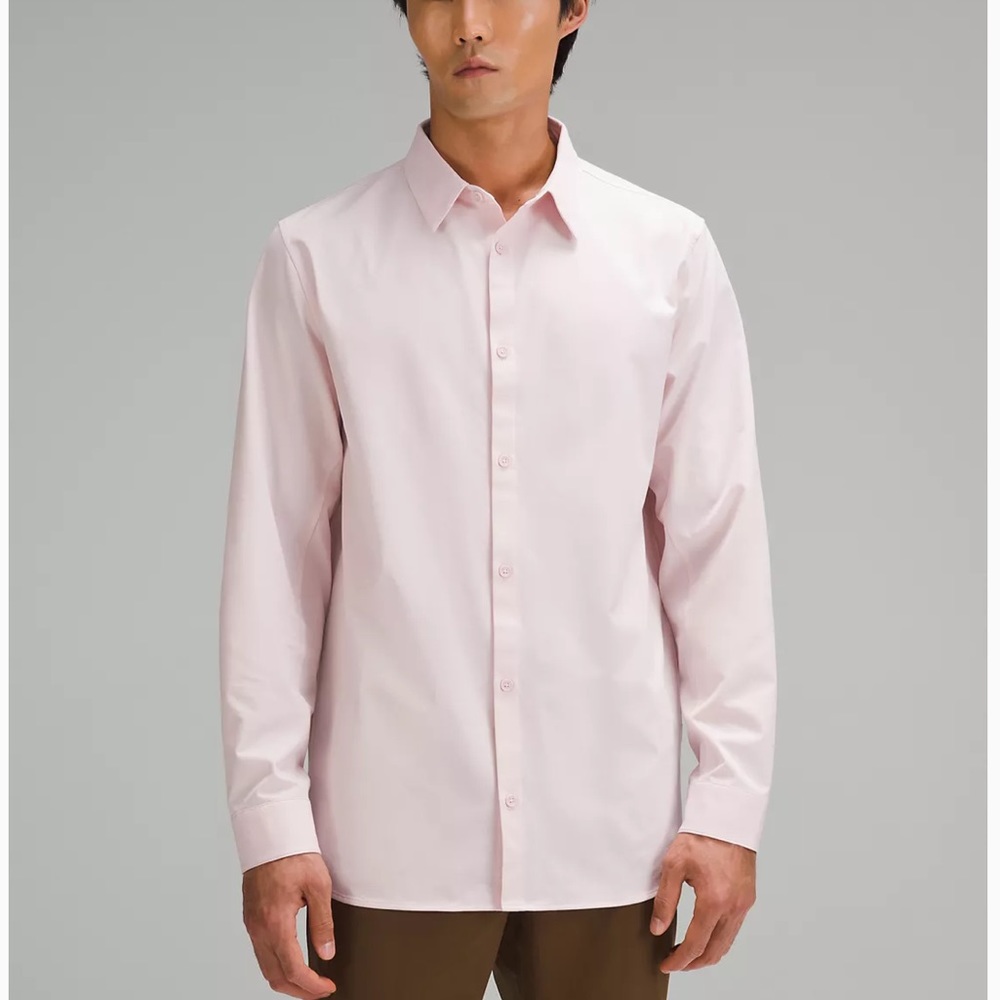 Lululemon New Venture Classic-Fit Long-Sleeve Shirt Flush Pink Mens Size XL